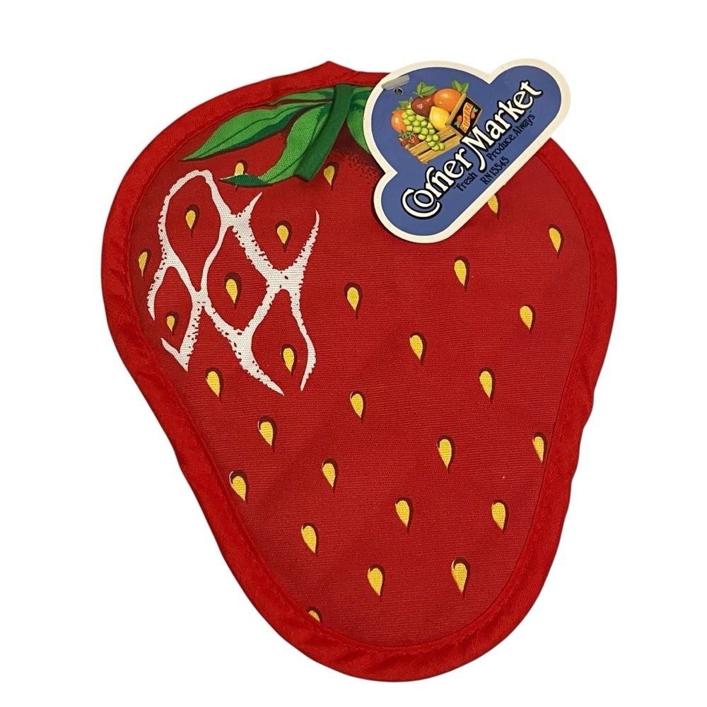 NWT Vintage Strawberry Shaped Corner Market Pot Holder NOS - Picture 7 of 7